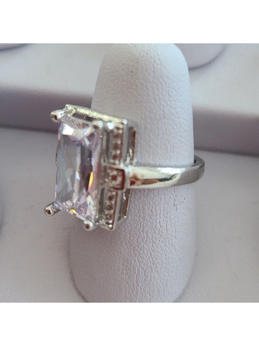 TRÏBE STERLING silver Plated Radiant shape CZ Engagement Ring Size 7 NWT - Picture 3 of 6